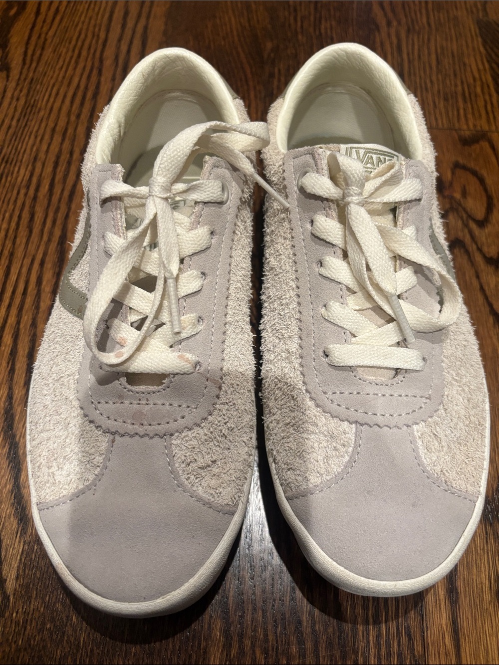 Vans Off The Wall Low-Top Suede & Terry Sneakers in Gray and Cream